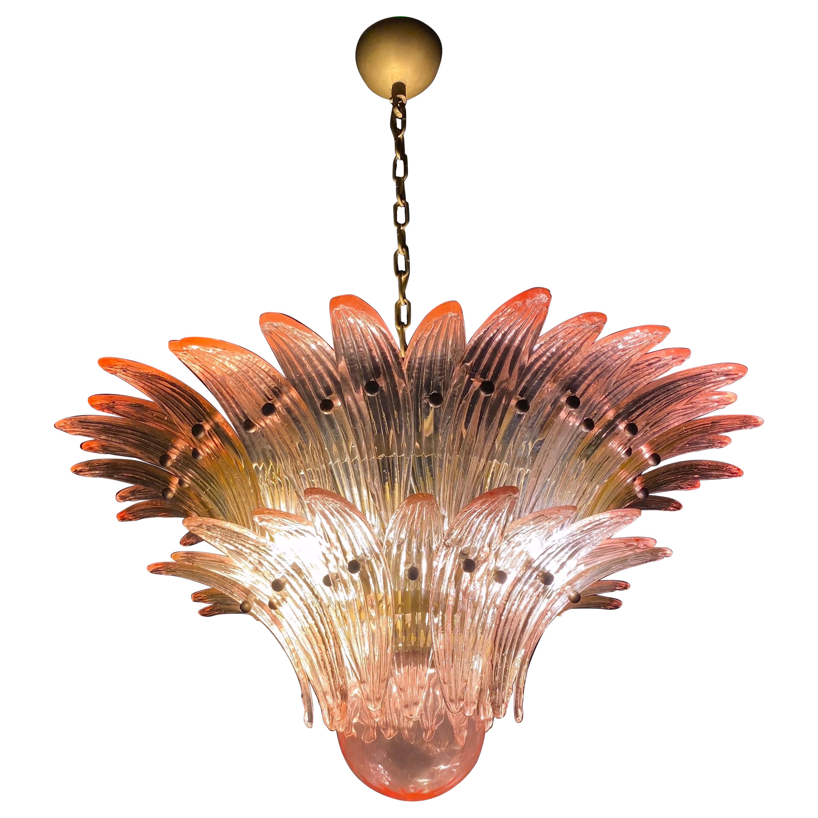 Fantastischer rosa Murano Palmette Kronleuchter im Angebot