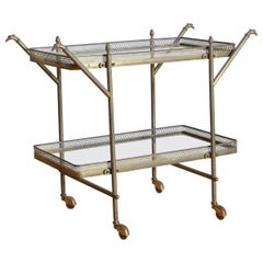 Vintage Italian Neoclassic Style Silver Plate & Glass Bar Cart, ca. 1940’s