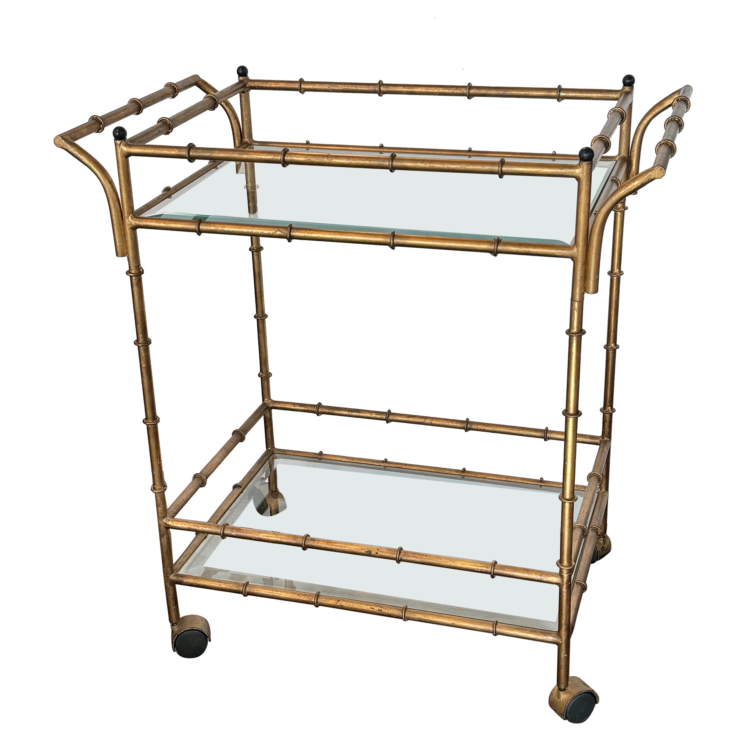 Antique Gold Bamboo Bar Cart