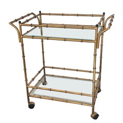 Antique Gold Bamboo Bar Cart