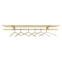Mid-Century Gold Toned Hospitality Coat Rack with Hangers