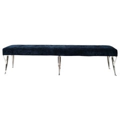 Vintage Mid Century Italian Bench in Chenille, C. 1950s