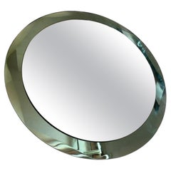 Miroir ovale Cristal Arte du milieu du siècle avec cadre sarcelle, années 1960