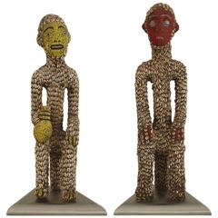 Pair of Turn of the Century African Cowrie Shell Fertility Statues 10
