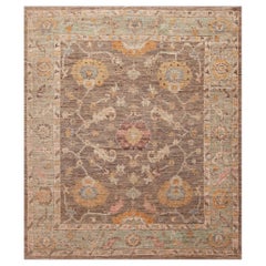 Nazmiyal Collection Earthy Modern Turkish Oushak Design Area Rug 8'7" x 9'10"