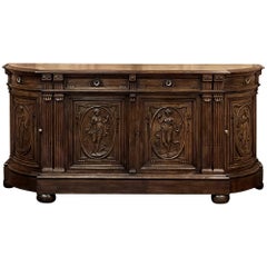 19th Century French Walnut Neoclassical Buffet with Four Seasons
