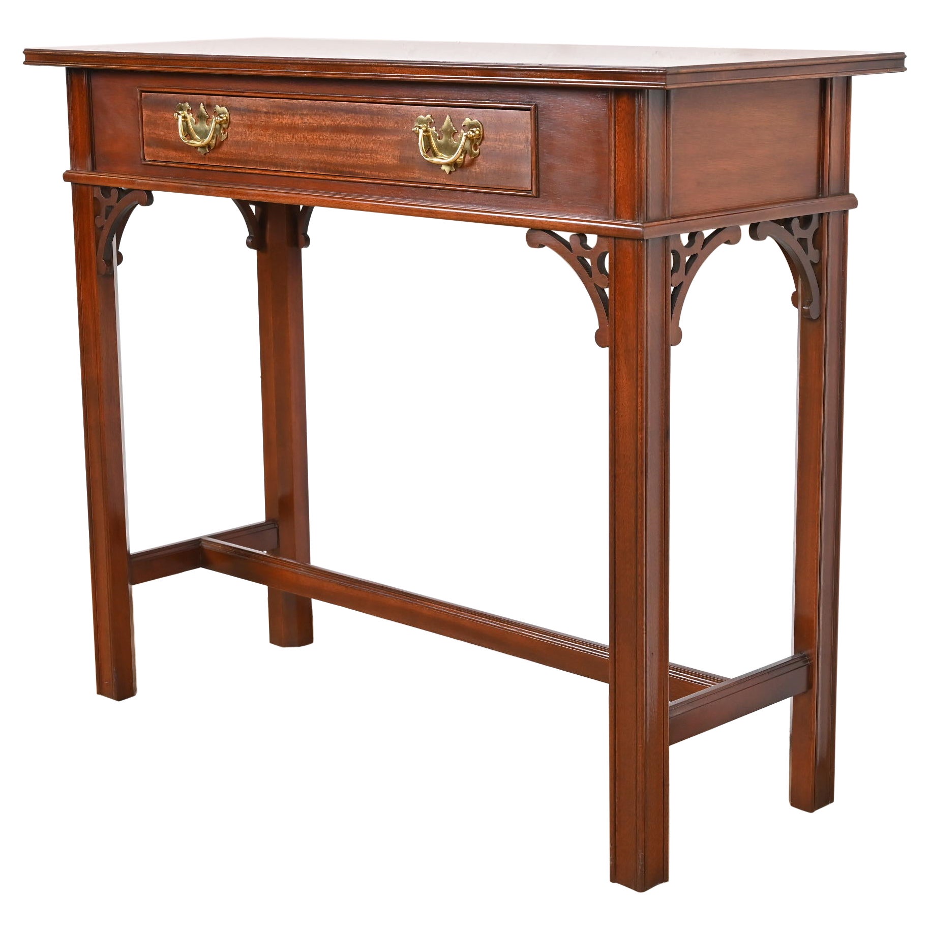 Councill Furniture Georgian Carved Banded Mahogany Console Table For Sale