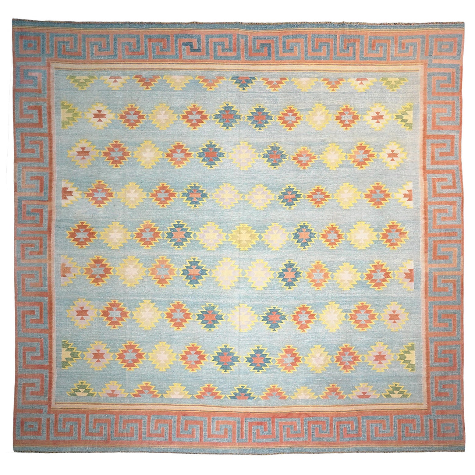 Vintage Dhurrie Rug, with Polychromatic Patterns, from Rug & Kilim For Sale