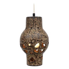 Mid-Century Hannie Mein Hand Made Ceramic Pendant Light with Cut Out Design