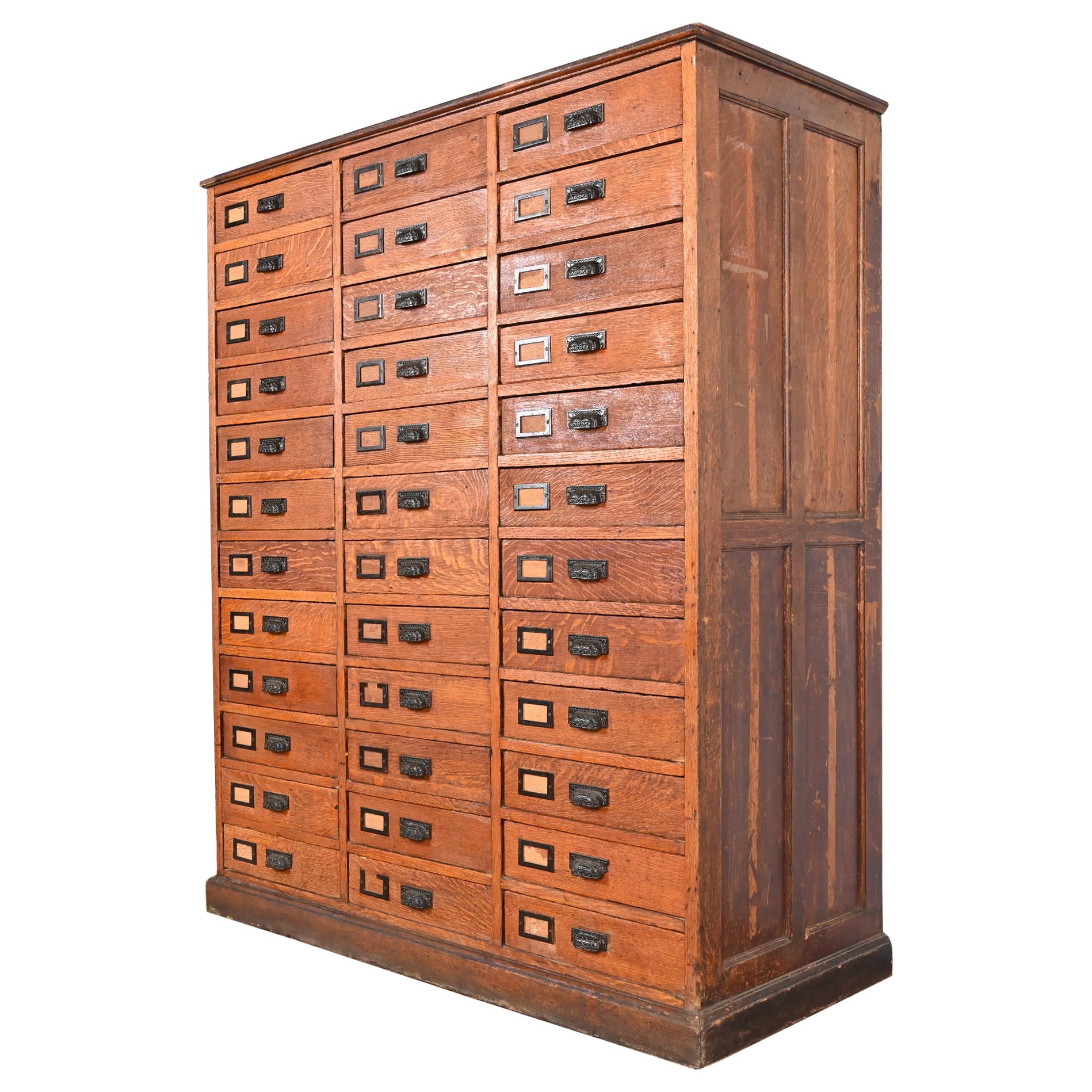 Monumental Antique Arts & Crafts Oak 36-Drawer File Cabinet or Chest of Drawers