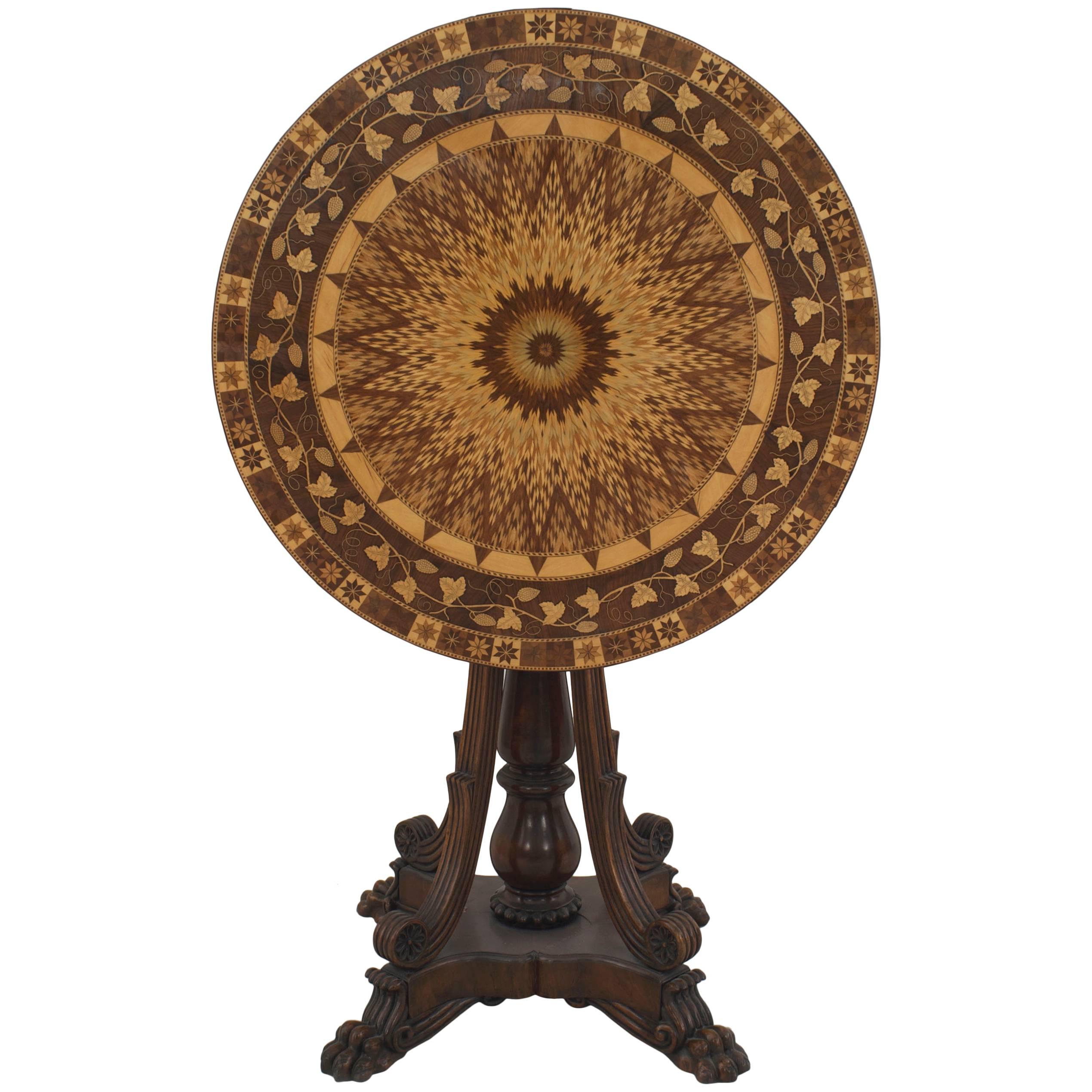Mid-19th Century English Regency Style Marquetry Flip-Top End Table
