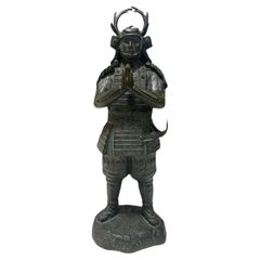 Japanese Asian Bronze Showa Meiji Samurai Warrior Sculpture Statue with Armor 