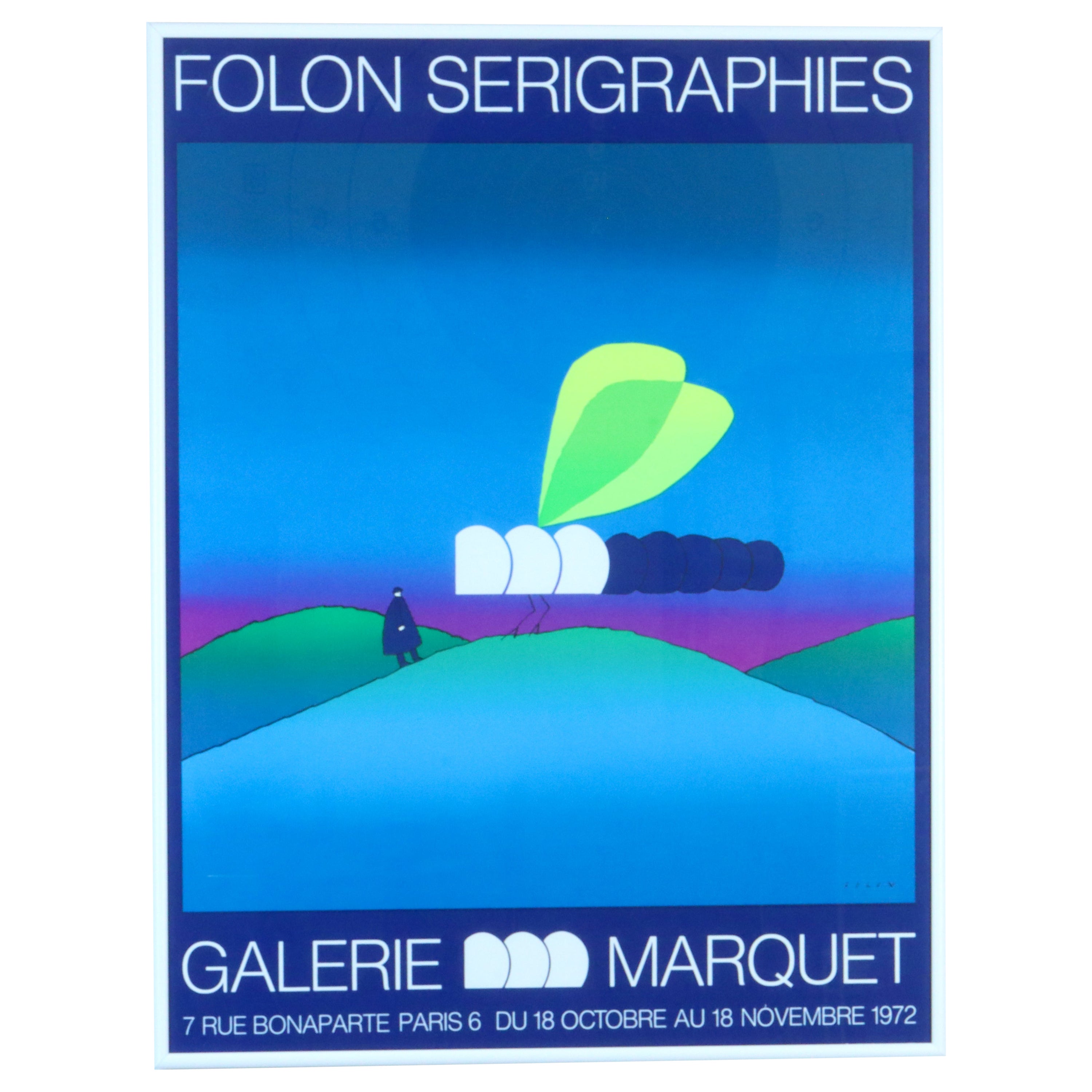 Encadré Jean-Michel Folon Screeprint 1972 