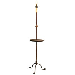 Custom Rustic Hand-Forged Iron and Wood Floor Lamp