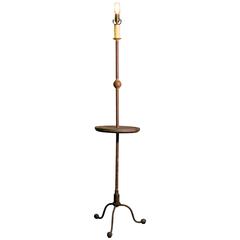 Custom Hand-Forged Iron and Wood Floor Lamp 8