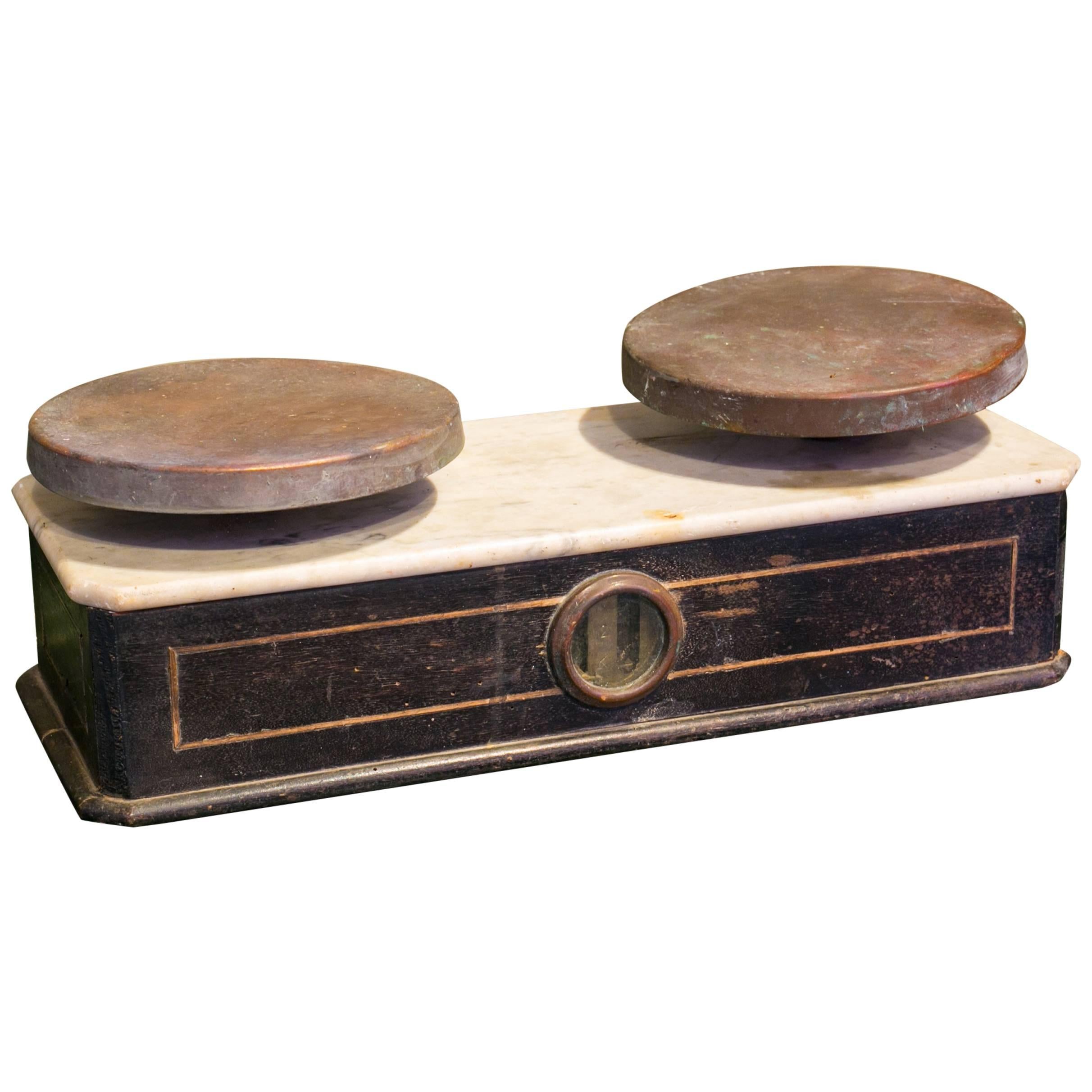 Antique French Marble-Topped Scale 