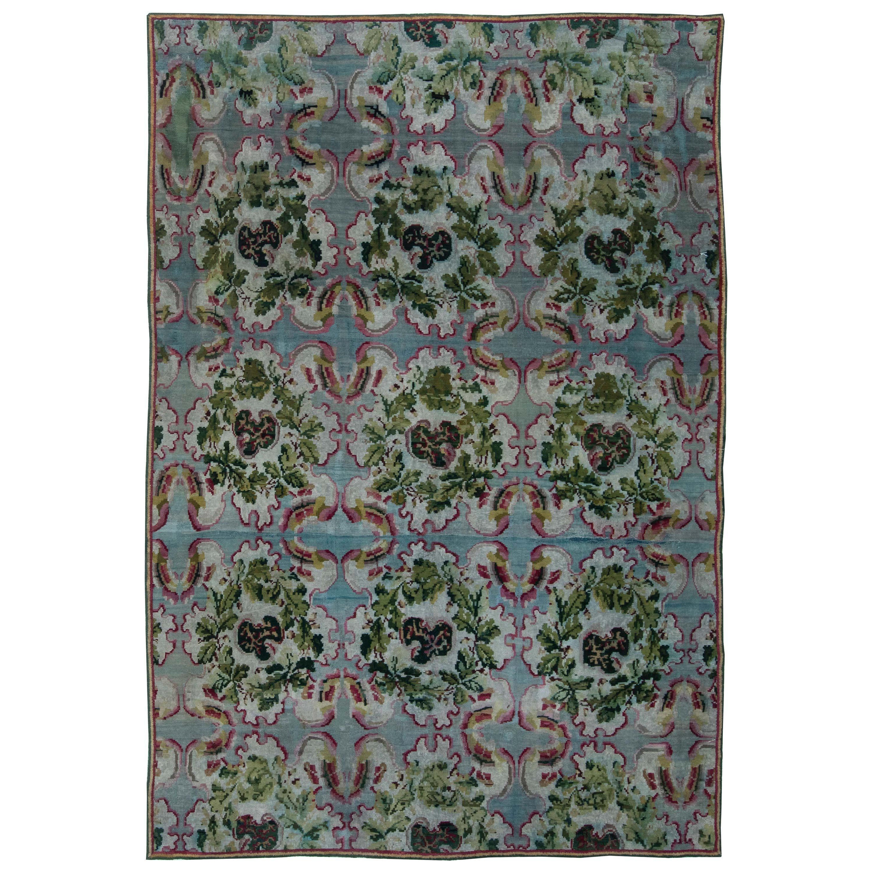 19th Century Bessarabian Floral Design Wool Rug For Sale