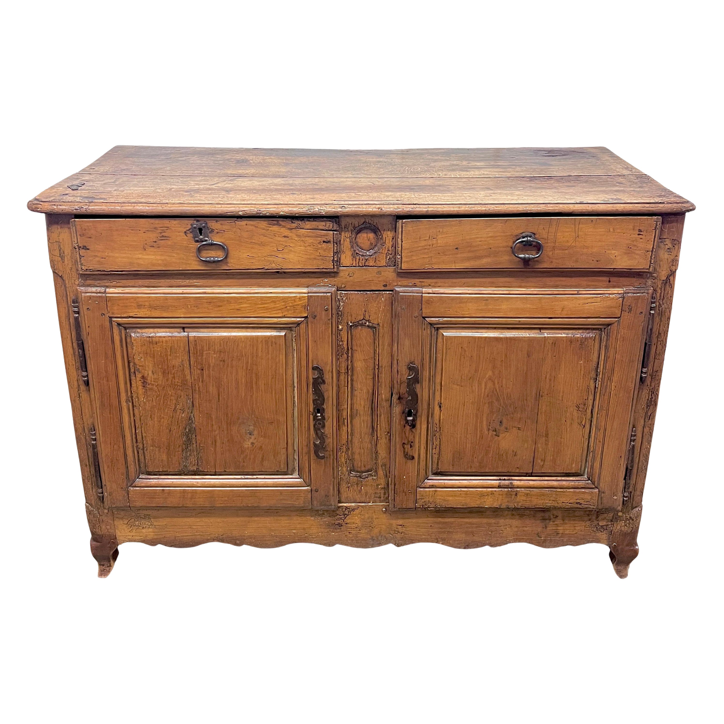 Buffet a due cassetti in legno di noce Luigi xv del XVIII secolo con contenitore in vendita