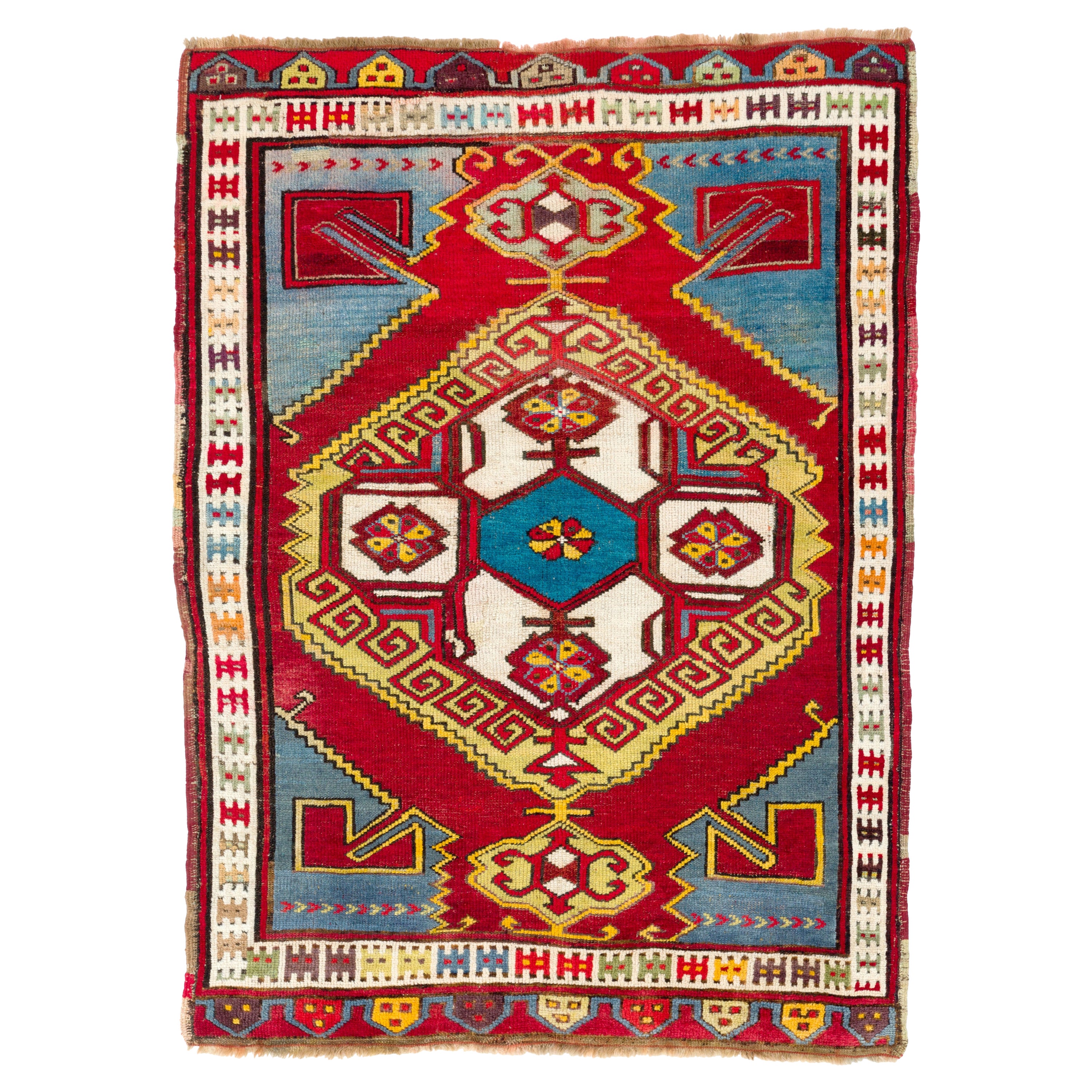 4.2x5.8 Ft Antique Anatolian Karapinar Rug, Ca 1900 For Sale