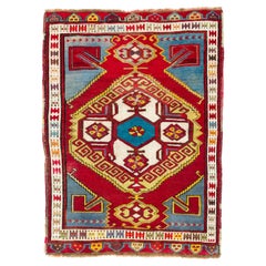 Alfombra antigua Karapinar de Anatolia de 4,2 x 5,8 pies, ca. 1900