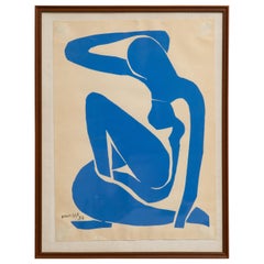 Antique Framed After Henri Matisse Cut Out Blue Lithograph Nu Bleu 