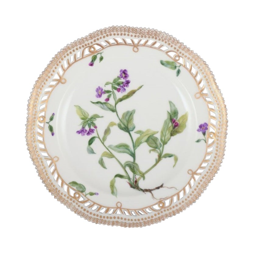 Royal Copenhagen Flora Danica, open lace lunch plate. Early 20th C. For Sale