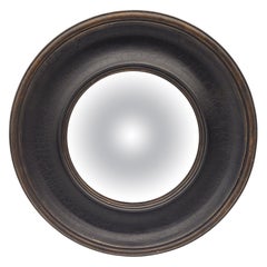 French Black Convex mirror, vintage frame, late 20th century - France