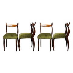 Beech 'My Dear Chairs' in Green Velvet by Sergio Savarese for Dialogica, 1980