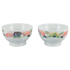 Vintage Pillivuyt, France. Set of two porcelain bowls with seafood motif.
