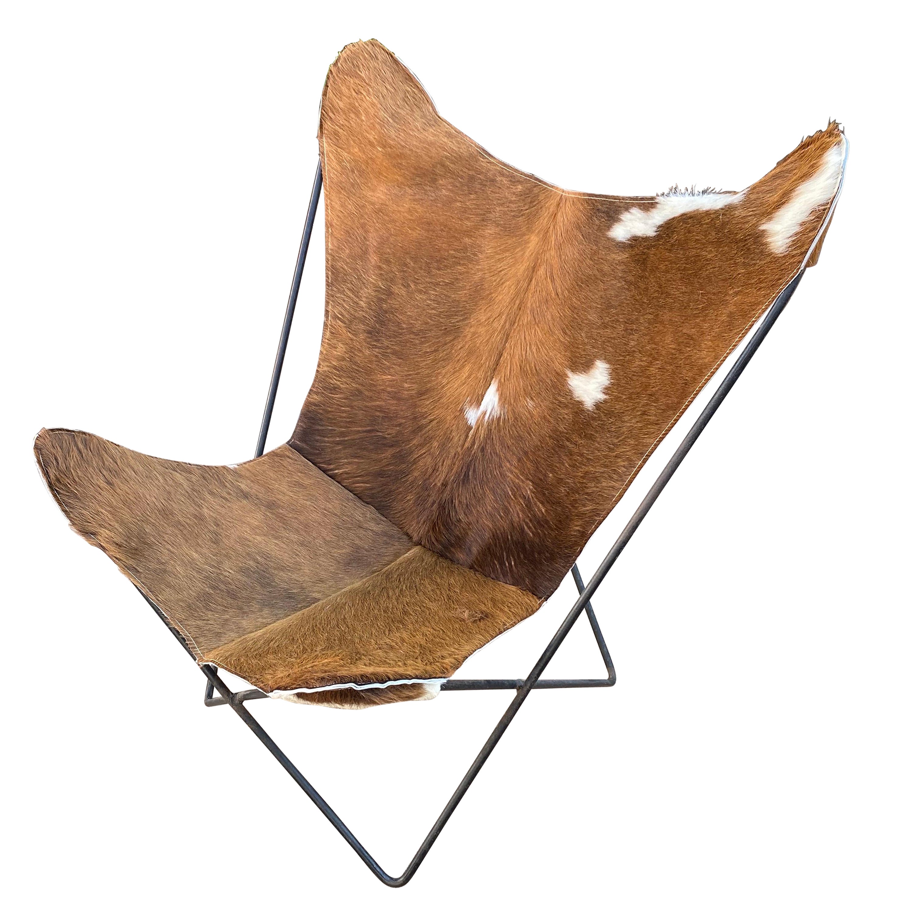 BKF Hardoy for Knoll Butterfly Chair with New Cowhide Sling For Sale