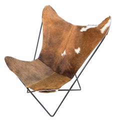 Used BKF Hardoy for Knoll Butterfly Chair with New Cowhide Sling