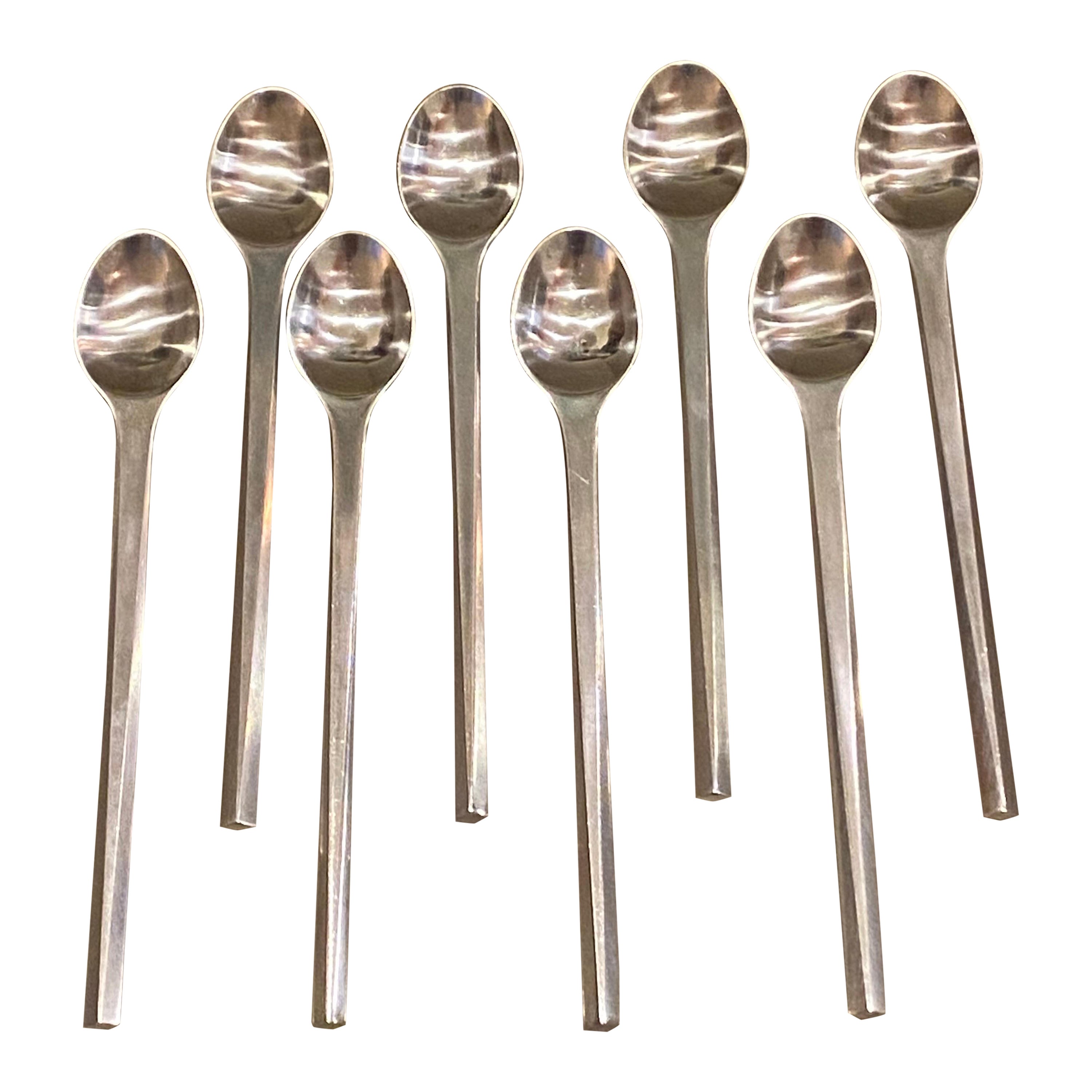 Georg Jensen Prism Set of 8 Ice Tea Spoons For Sale