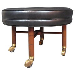 Rolling Leather Ottoman by Baker Furniture