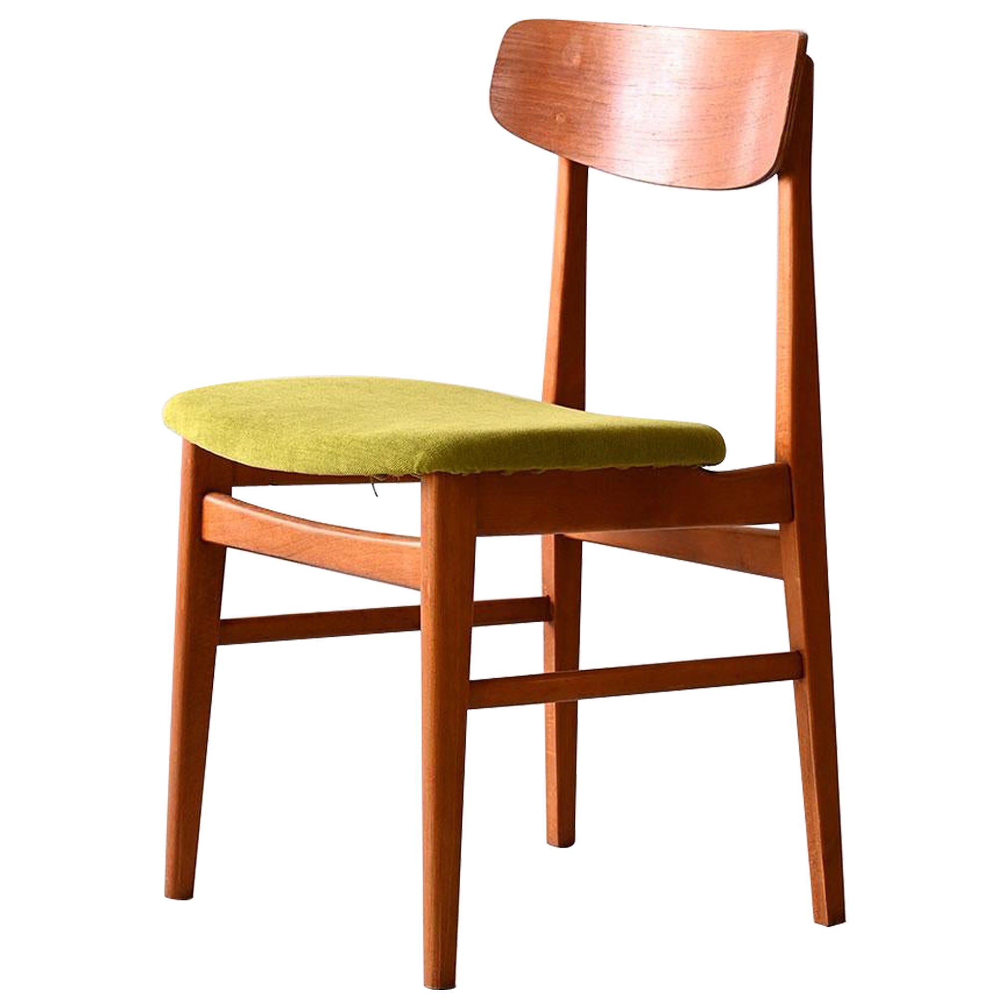 Danish teak wood chair reupholstered For Sale