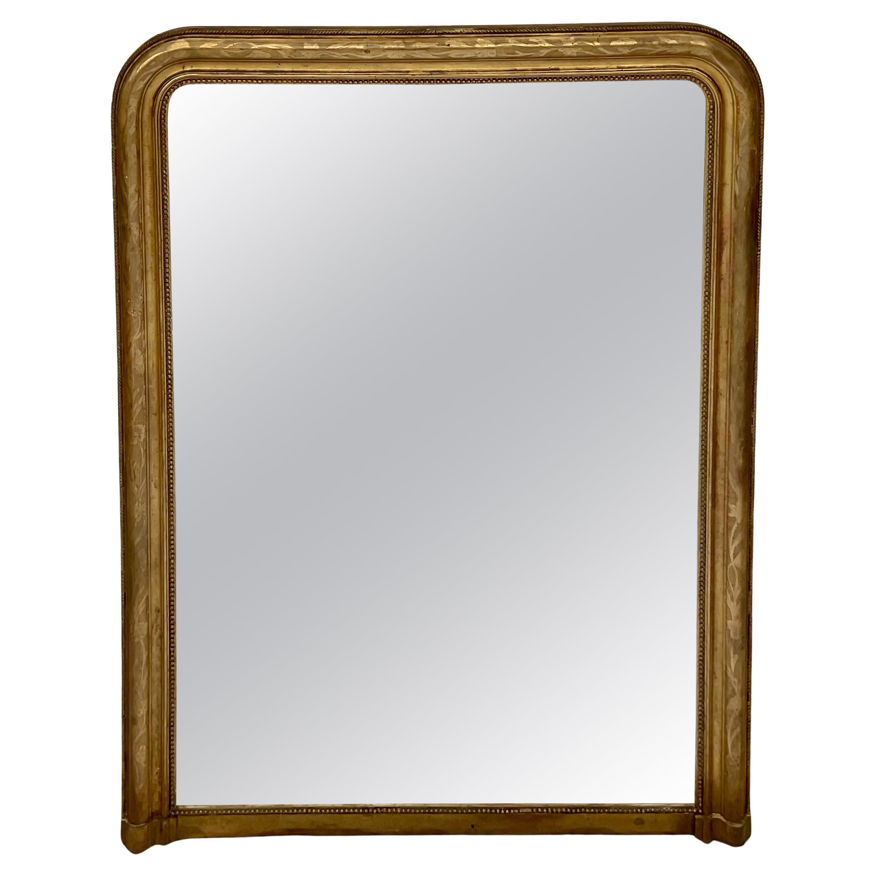 Large Louis Phillippe Carved and Gilt Mirror For Sale