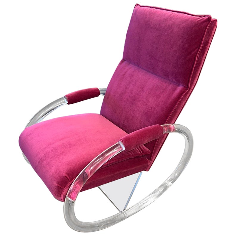 Charles Hollis Jones Lucite Rocking Chair For Sale