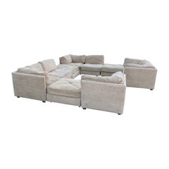 Magnifique canapé sectionnel 10 pièces de style Milo Baughman Cube Selig Mid-Century 