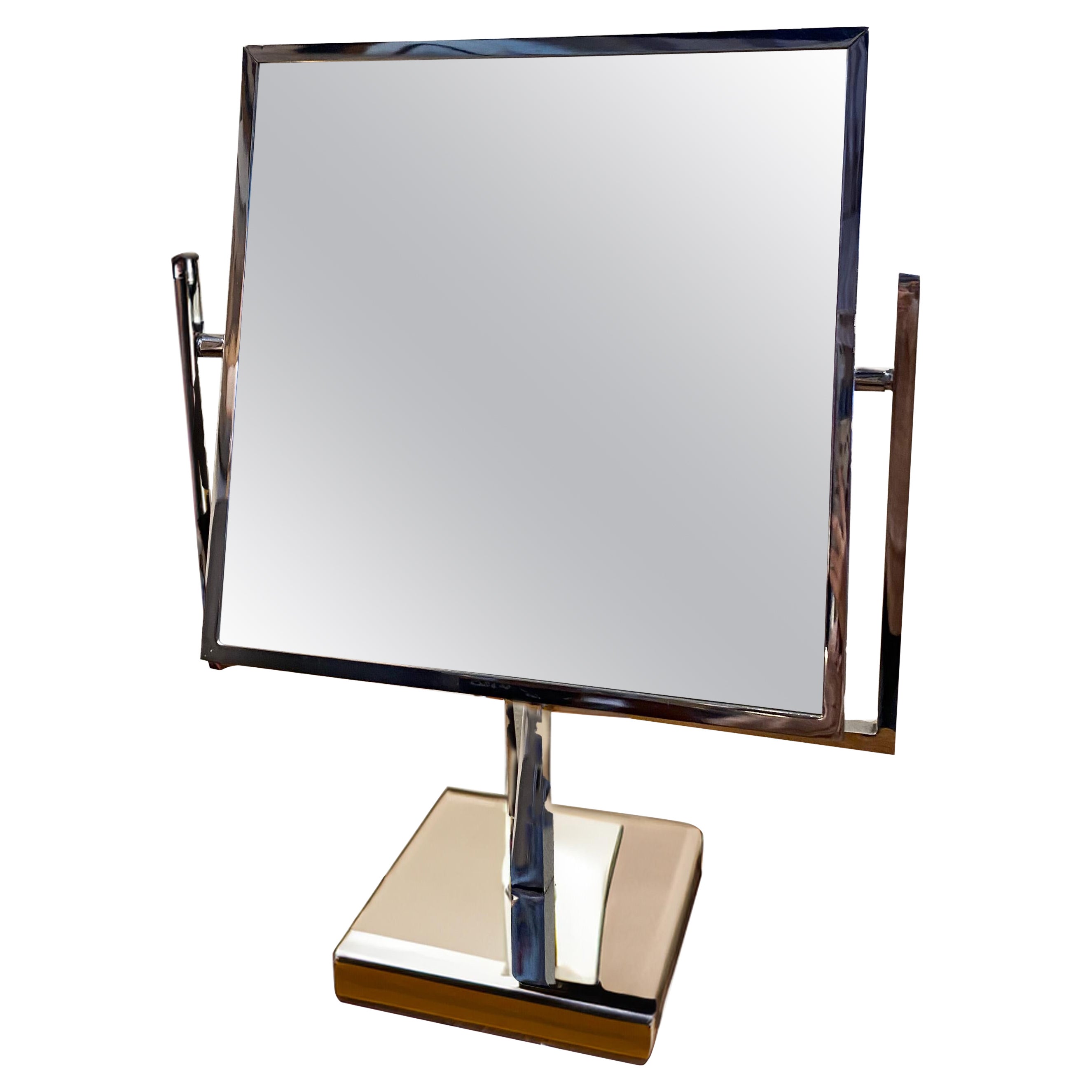 Double Sided Chrome Vanity Mirror by Charles Hollis Jones For Sale