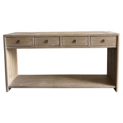 Modern Elm Wood Console Table with Drawers