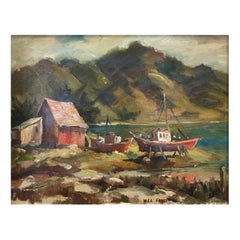 Will Frates, Princeton Beach, peinture à l'huile impressionniste de paysage, vers 1950