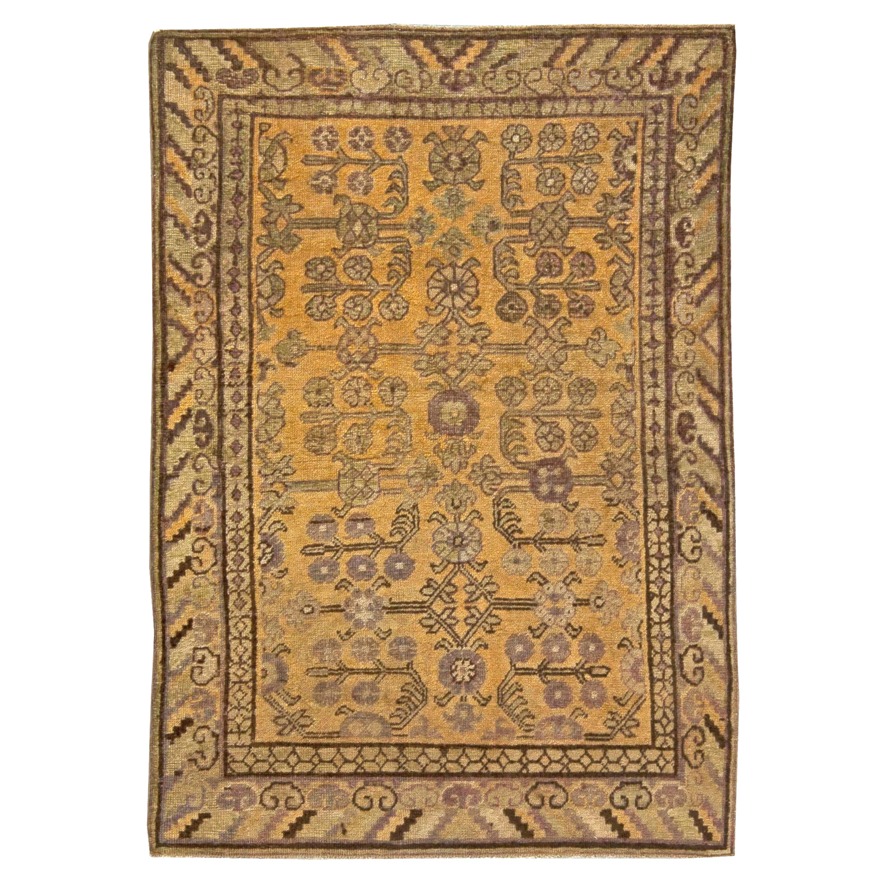 Vintage Samarkand Handmade Wool Rug For Sale