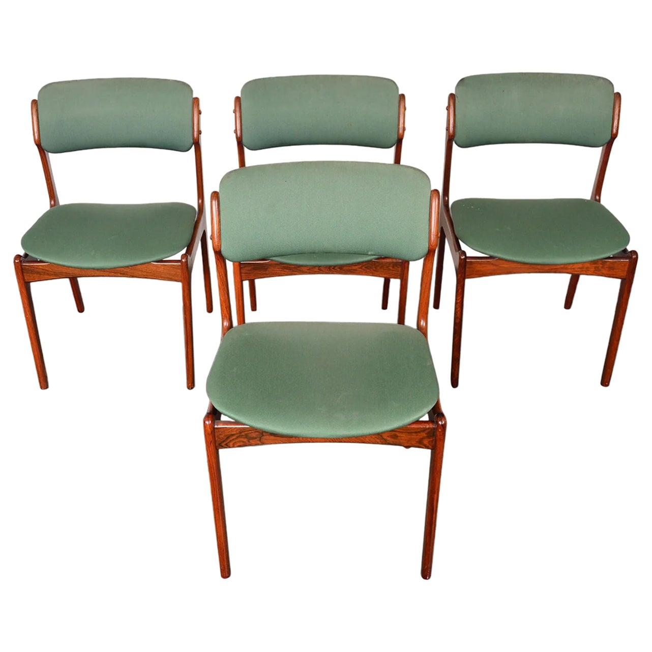 Set of Four Model 49 Dining Chairs in Rosewood by Erik Buch For Sale
