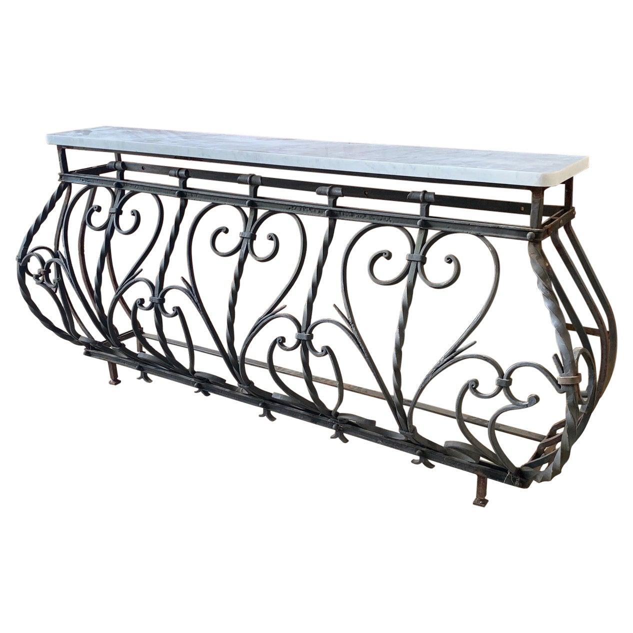 Antique French Iron & Marble Console Table