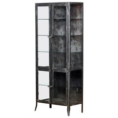 Used Glass & Iron Medical Cabinet, 1950s