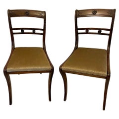  Outstanding Quality Pair of Antique Regency Mahogany Side Chairs 