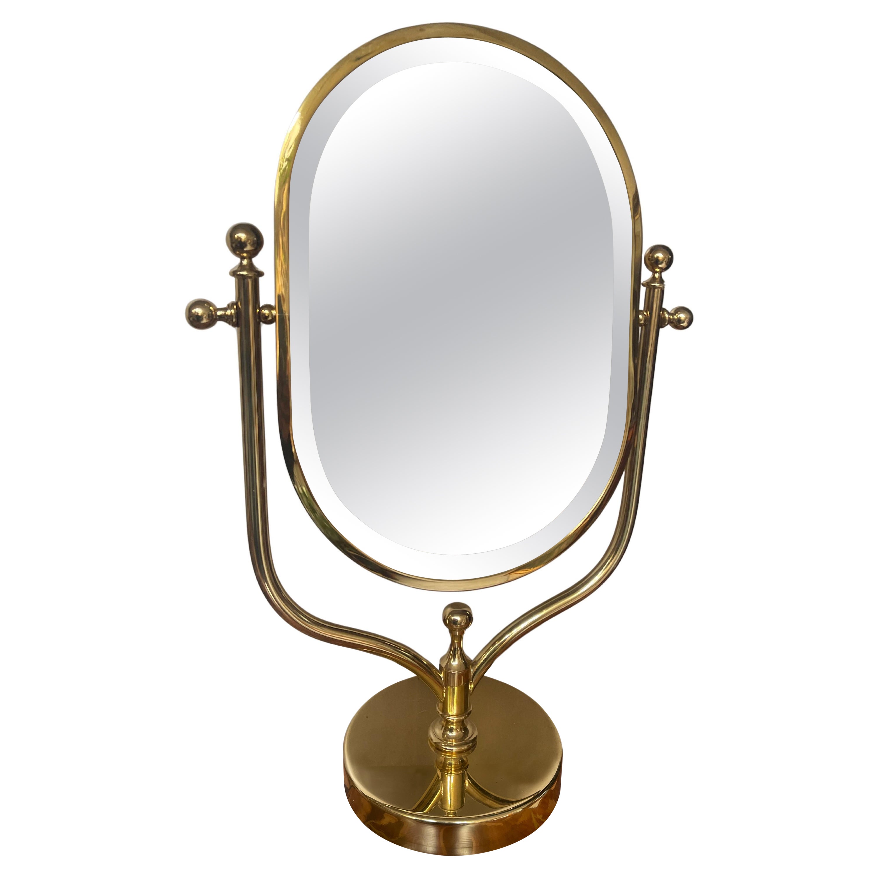 Beautiful Vintage Brass Table Mirror  For Sale