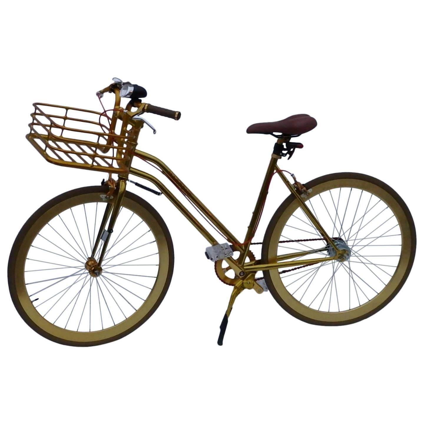 Martone Gold Bicycle with Basket For Sale
