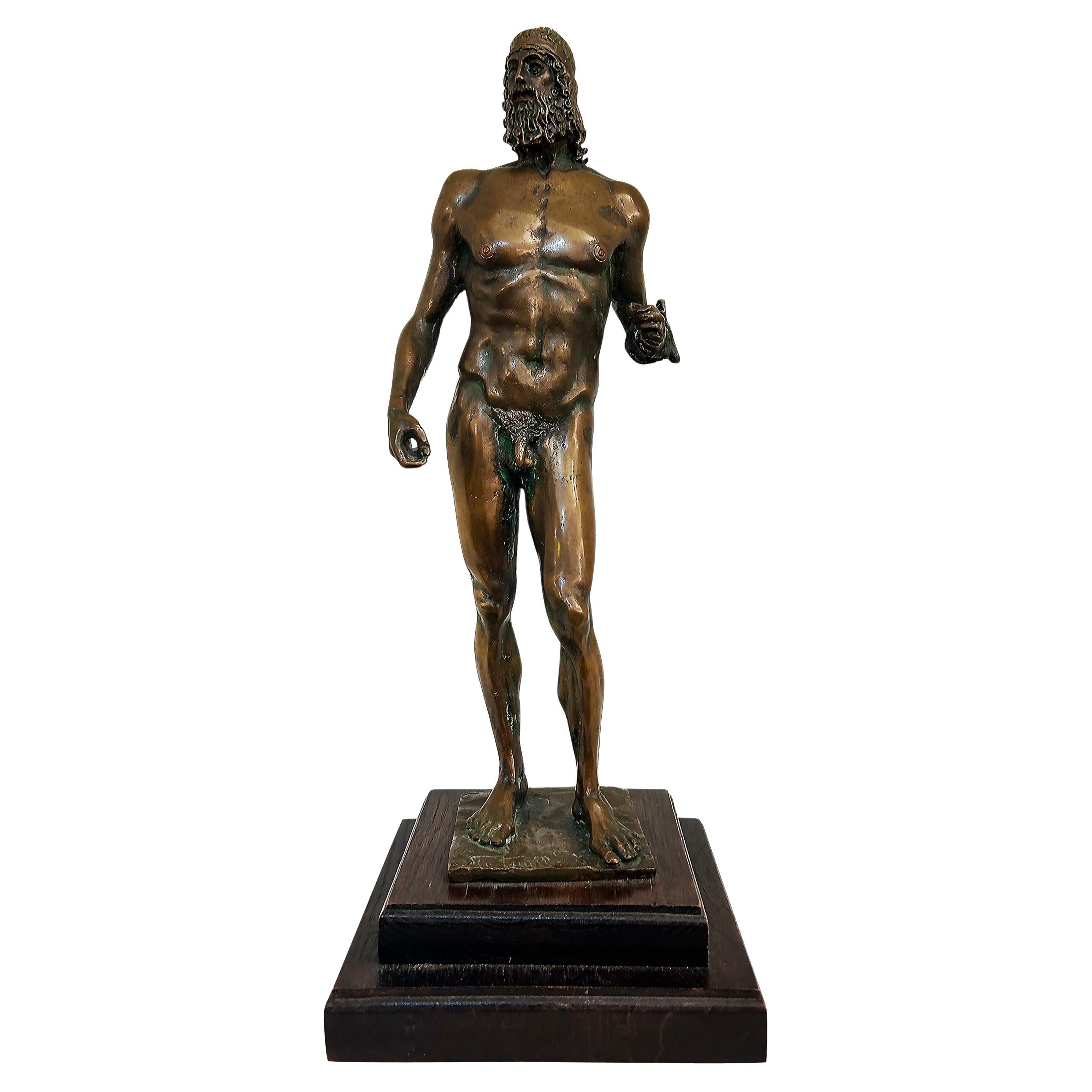 1980s Italian Bronze Riace Warrior Sculpture Statue Signed Pintoneilo