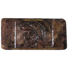 Retro Haitian Metal Art Relief Portrait Plaque of General Georges Biassou