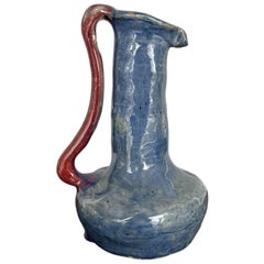 2005 Pichet en poterie bleue émaillée fait à la main 